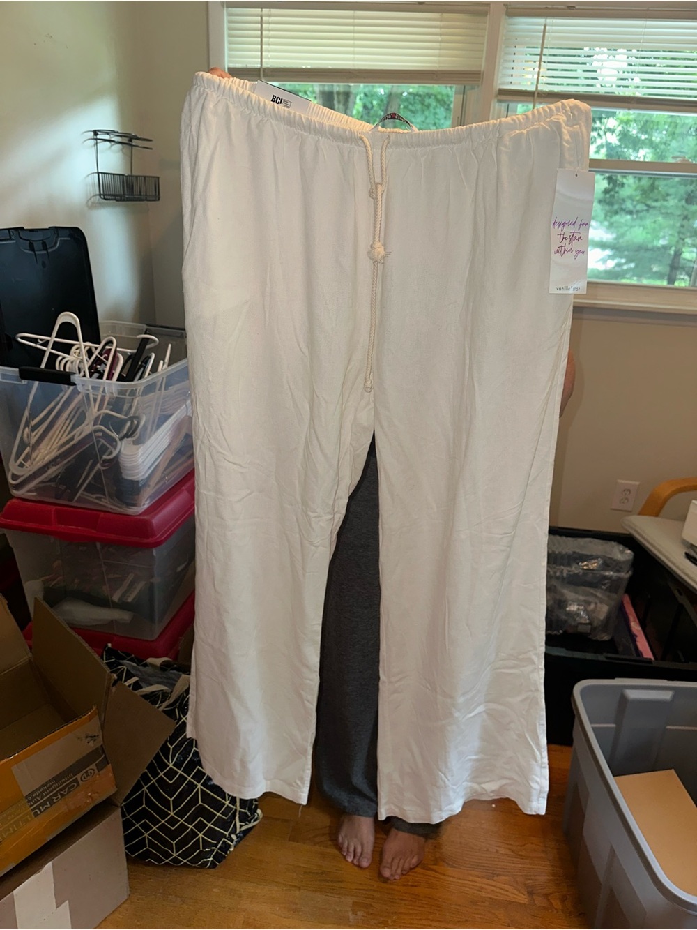 Vanilla Star White Wide Leg Drawstring Pants